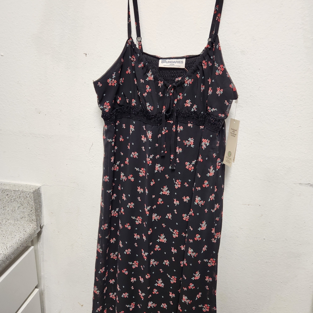 Black & Pink Floral Slip Nightdress